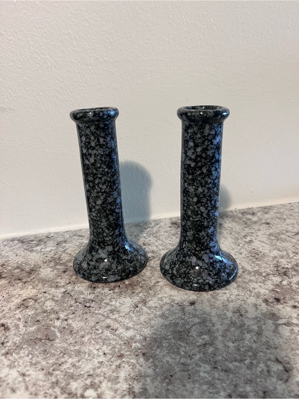 Mid-Century Modern (MCM) Speckled Ceramic Candle Stick Holders
